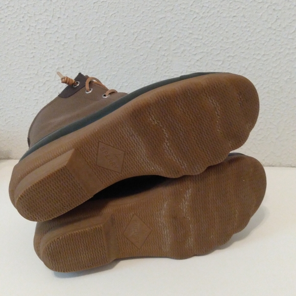 Sperry WO's  Tan Faux Leather Rubber Zip Lace Up Waterproof Ankle Boots sz 7.5 - Picture 13 of 13